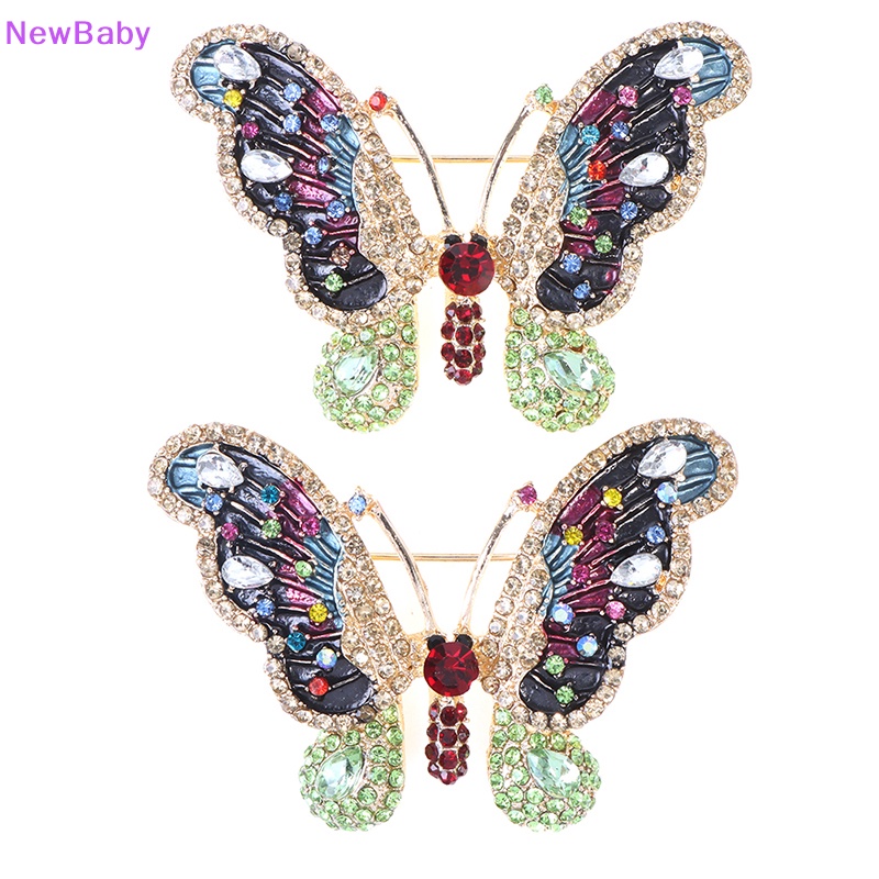 Newbaby 1PC Elegan Pesona Kupu-Kupu Bros Wanita Berlian Imitasi Besar Butterfly Pins ID