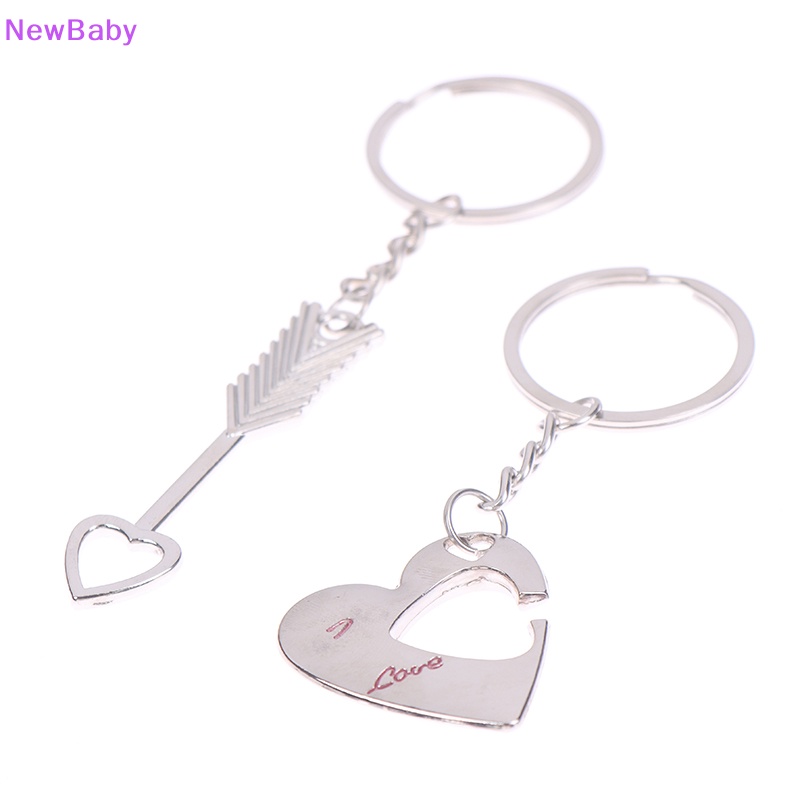 Newbaby 1pasang New Love Heart Lock Gantungan Kunci Ring Keyring Keyfob Valene's Day Gift ID