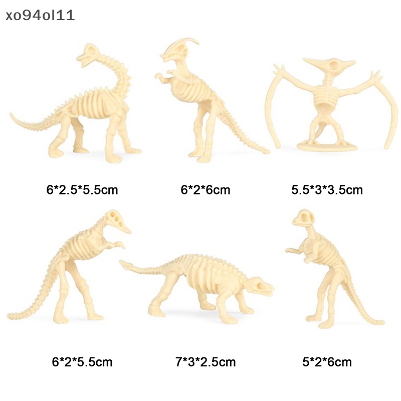 Xo 12pcs Mainan Dinosaurus Model Simulasi Kerangka Fosil Set Mini Action Figure OL