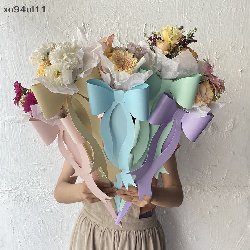 Xo Bow Shaped Rose Flower Box Bow Single Bouquet Packing Kotak Hadiah Untuk Pernikahan OL