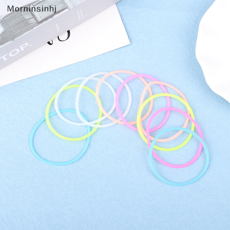 Mornin 10 Pcs Malam Bercahaya Gelang Gelang Gummy Silikon DIY Karet Ikat Rambut Perhiasan Hadiah id