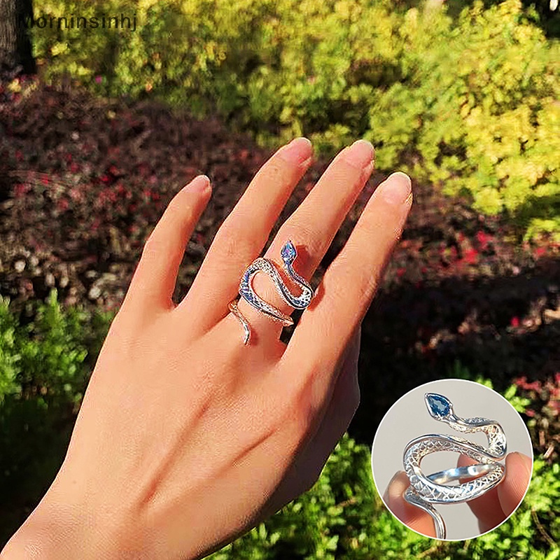 Mornin Gothic Berlian Imitasi Terbuka Ular Cincin Adjustable Hewan Rings Reptil Untuk Pria Wanita Fashion Punk Cowok Cewek Ulang Tahun Perhiasan Hadiah id