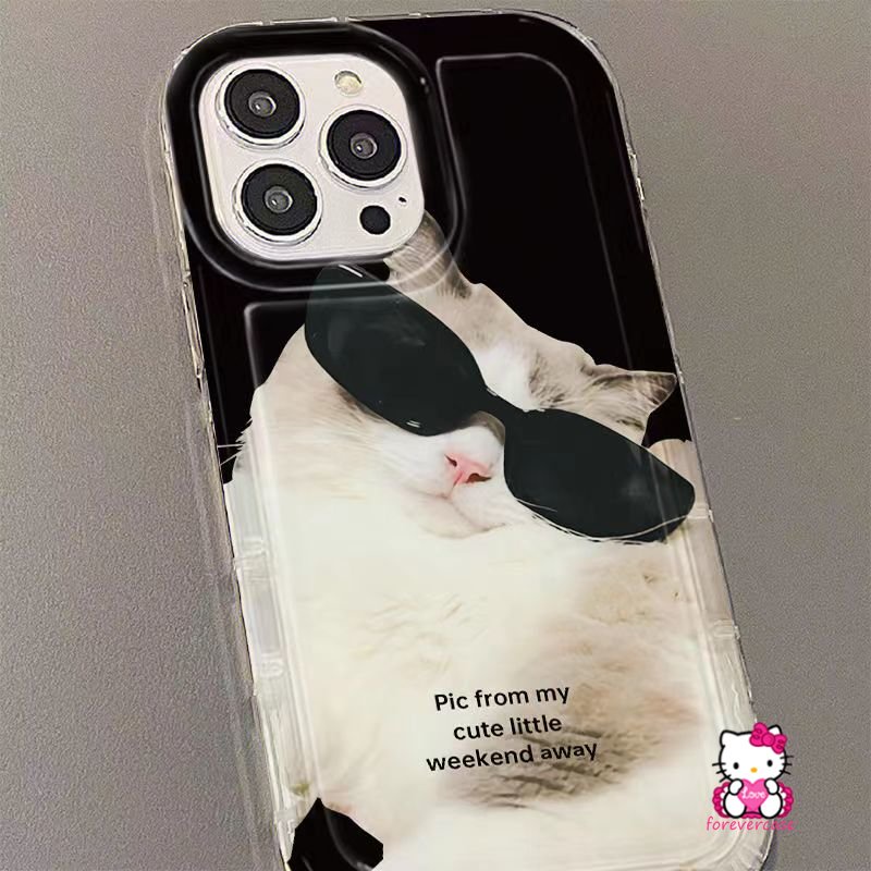 Cute Wear Sunglasse Animal Case Untuk Redmi 12C A1 A2 10A 9 9T 9A 9C Nfc10 Redmi Note 11 10 10s 8 10 Pro Max 9 11s POCO F4 Kisi Tidak Teratur Cool Cat Dog Couple Airbag Soft Case