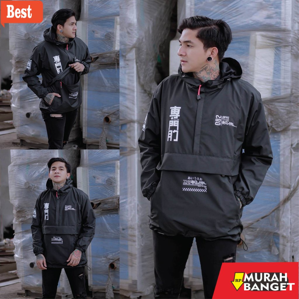 Jaket parasut pria terbaru- Jaket Parasut Pria Wanita Jepang Kanji Waterproof Cagoule Windbreaker Or