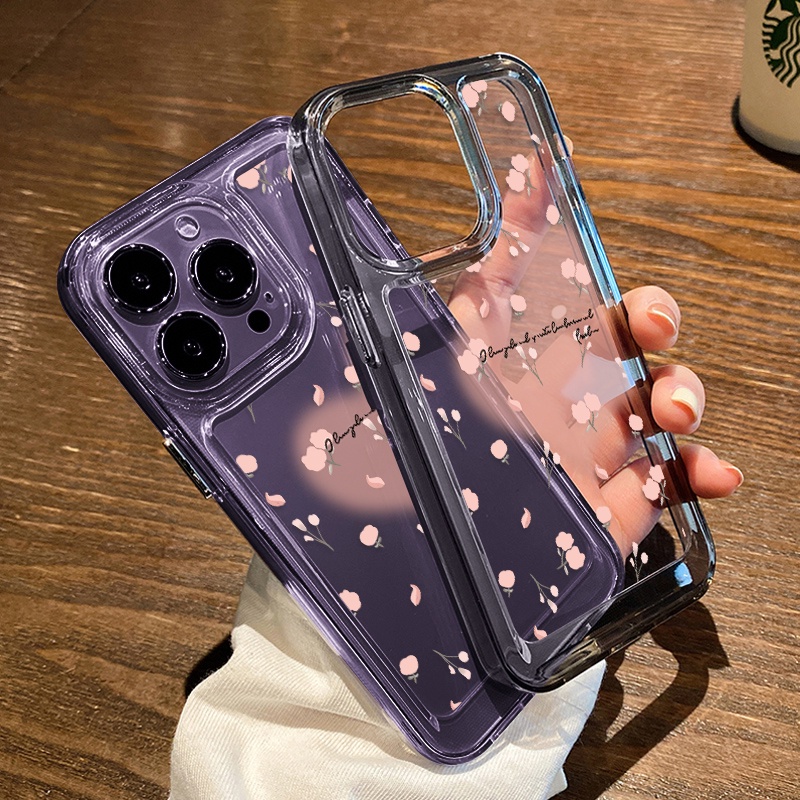 Casing Hati Bunga Pink Untuk IPhone Kompatibel6 7 8 6Plus 7Plus 8Plus 11 14 Pro Max X XS XR 11 12 13 14 Pro Max SE 2020 2022 Plating Electroplated Buttons Shockproof Cover