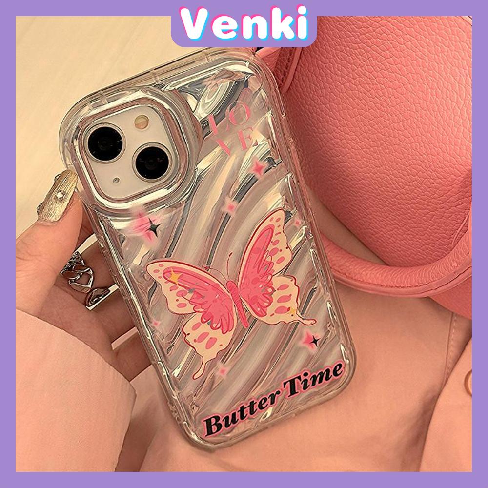 Venki - Untuk Iphone11 iPhone Case Laser Reflektif Bening Casing Ponsel TPU Lembut Shockproof Airbag Phone Case Romantic Butterfly Kompatibel Dengan Iphone14 13 Pro Max 12 Pro Max XR XS