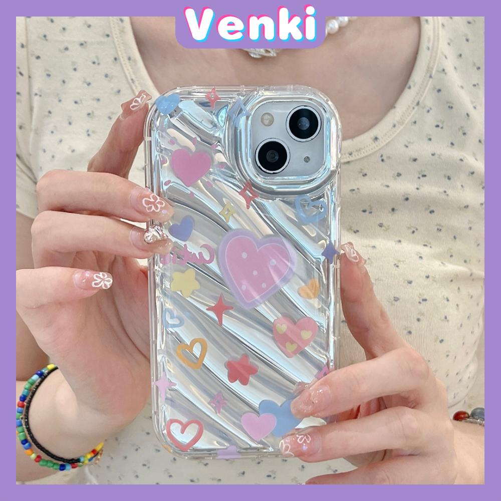 Venki - Untuk Iphone11 iPhone Case Laser Reflektif Bening Casing Ponsel TPU Lembut Shockproof Airbag Phone Case Hati Lucu Kompatibel Dengan Iphone14 13 Pro Max 12 Pro Max XR XS 7 8Plus