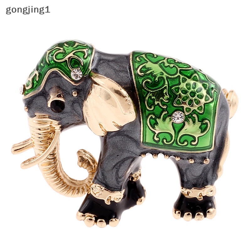 Ggg Animal Enamel Kristal Gajah Bros Pin Wanita Kostum Buket Pin Perhiasan ID