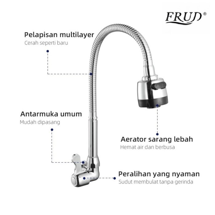 Kran Dapur Tembok Flexible IR4706 Merk Frud