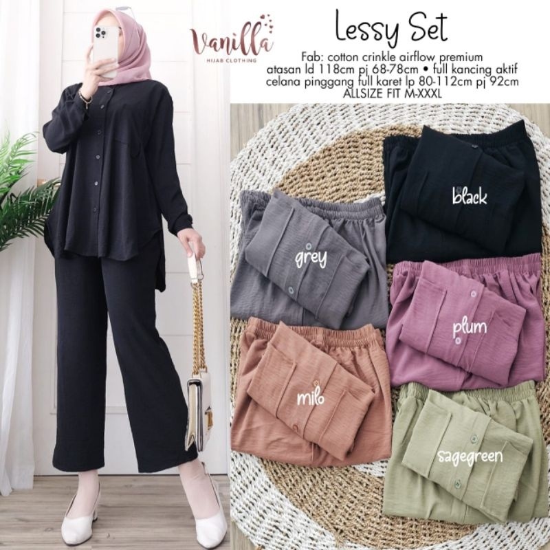 LESSY SET ORI VANILLA | Crinkle Airflow Premium