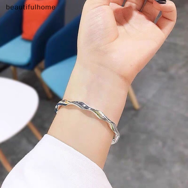 {beautifulhome} Gelang Kuncup Bunga Teratai Warna Perak Antik Untuk Hadiah Perhiasan Anak Perempuan Mobius Fashion Push-Pull Bracelet Valene's Day Gift.