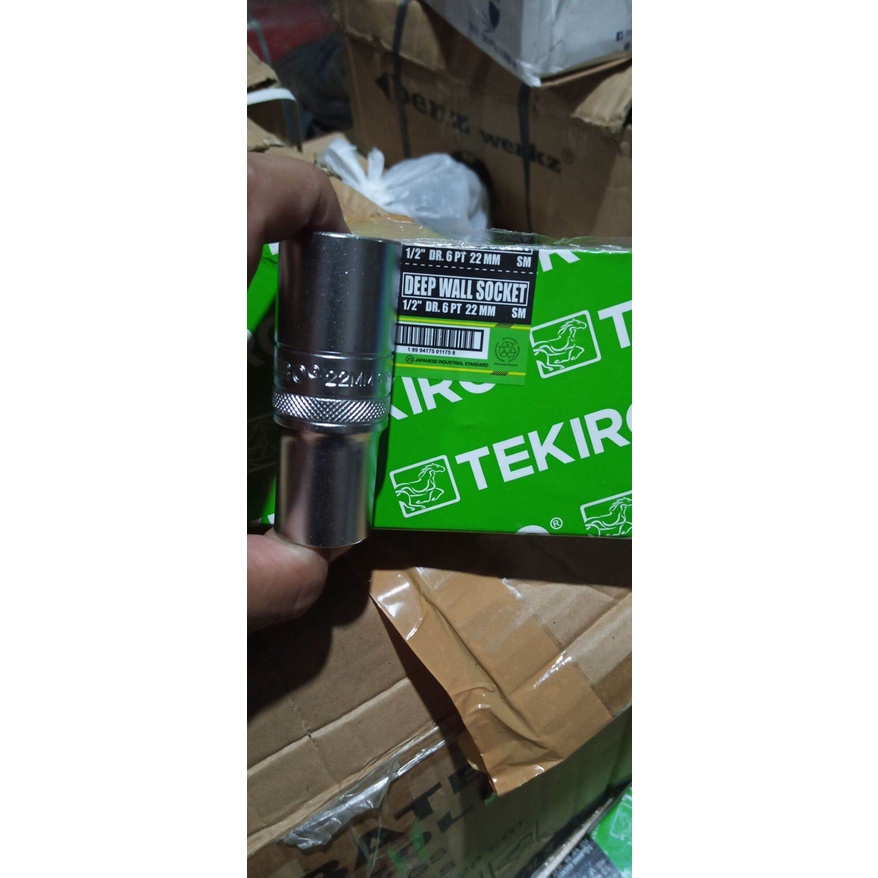 Mata kunci shock 22 mm panjang TEKIRO 6pt 1/2 inch