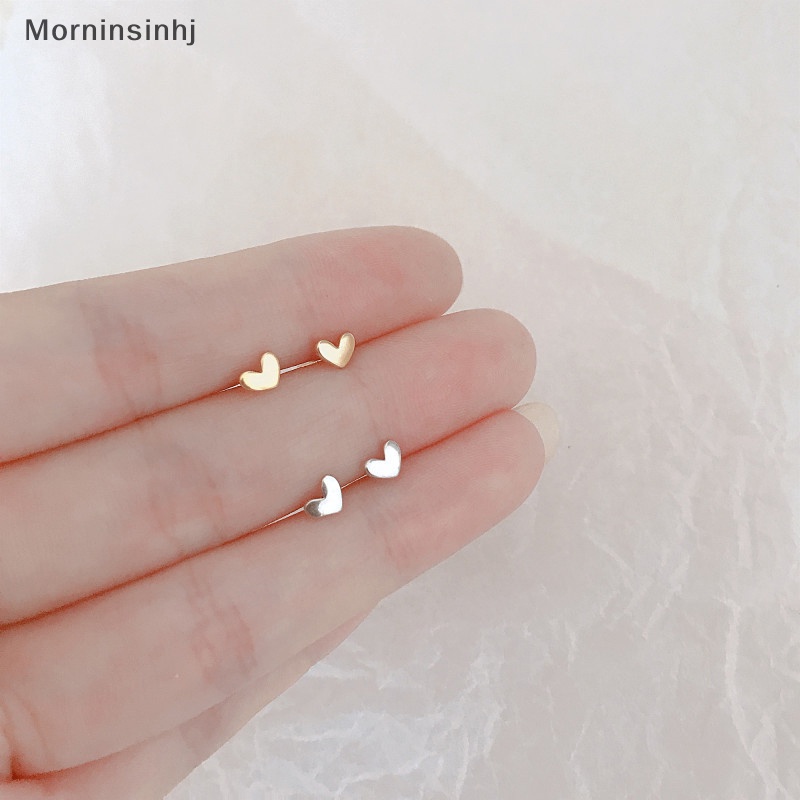 Mornin 1pasang Anting Tusuk Simple Fashion Hati Mini Warna Gold Silver Perhiasan Stud Telinga Gaya Korea Untuk Wanita Telinga Kecil id