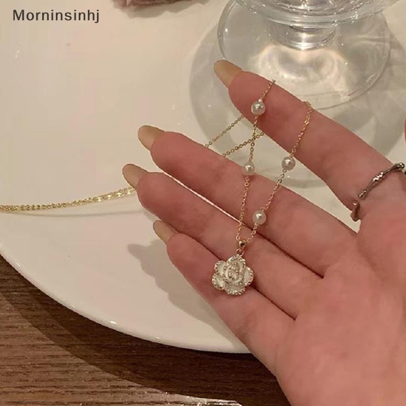 Mornin Kalung Liontin Bunga Camelia Enamel Fashion Untuk Perhiasan Wanita Aksesoris Pesta id