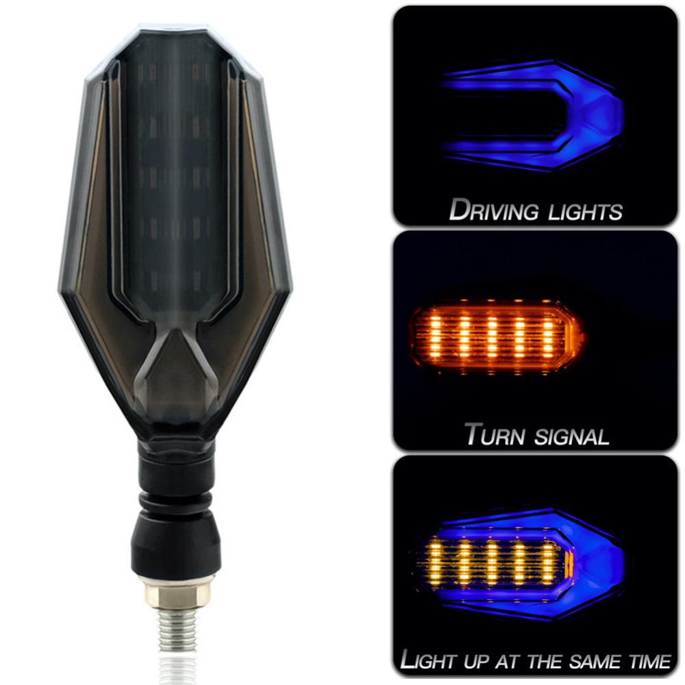 Openmall 2Pcs Lampu Sinyal Belok Motor LED Flasher Blinker Dual Colors Amber Signals Daytime Light Moto Indikator Aksesoris Lampu K2Q8
