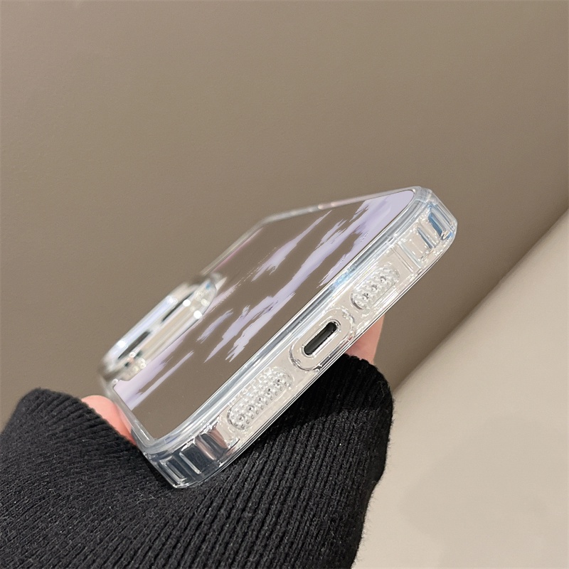 IPHONE Casing Ponsel Cermin Awan Kompatibel Untuk Iphone11 12 13 14 12Pro 13Pro 14Pro Pro Max XR X XS Max Electroplating Tombol Perlindungan Mirror Cover