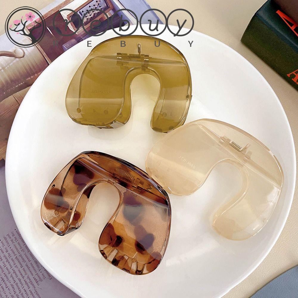 REBUY Rebuy U-shape Hair Claw Tidak Biasa Elegan Simple Hiasan Kepala Hiasan Kepala Ponytail Holder Temperamen Plastik Untuk Wanita Women Hair Clip