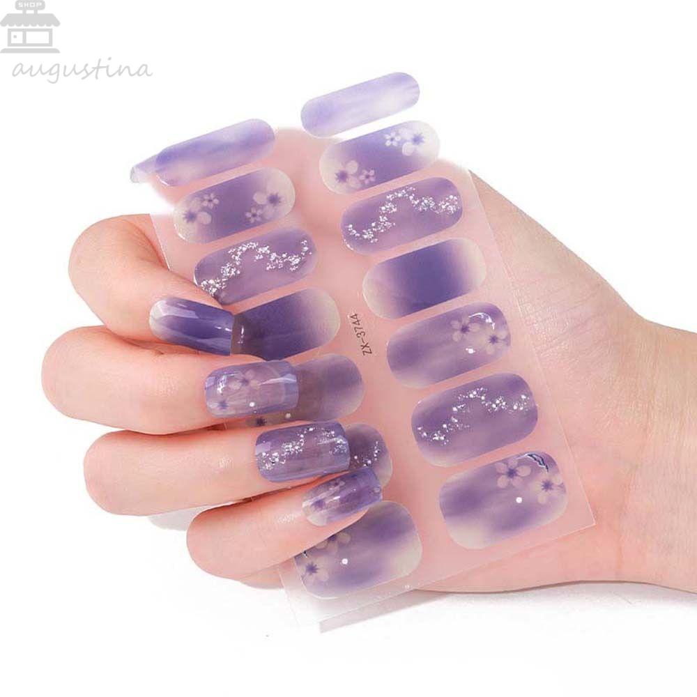 AUGUSTINA Agustina Full Stiker Kuku Wanita Fashion Bronzing Bunga Kupu-Kupu Bintang Self Adhesive Nail Dekorasi