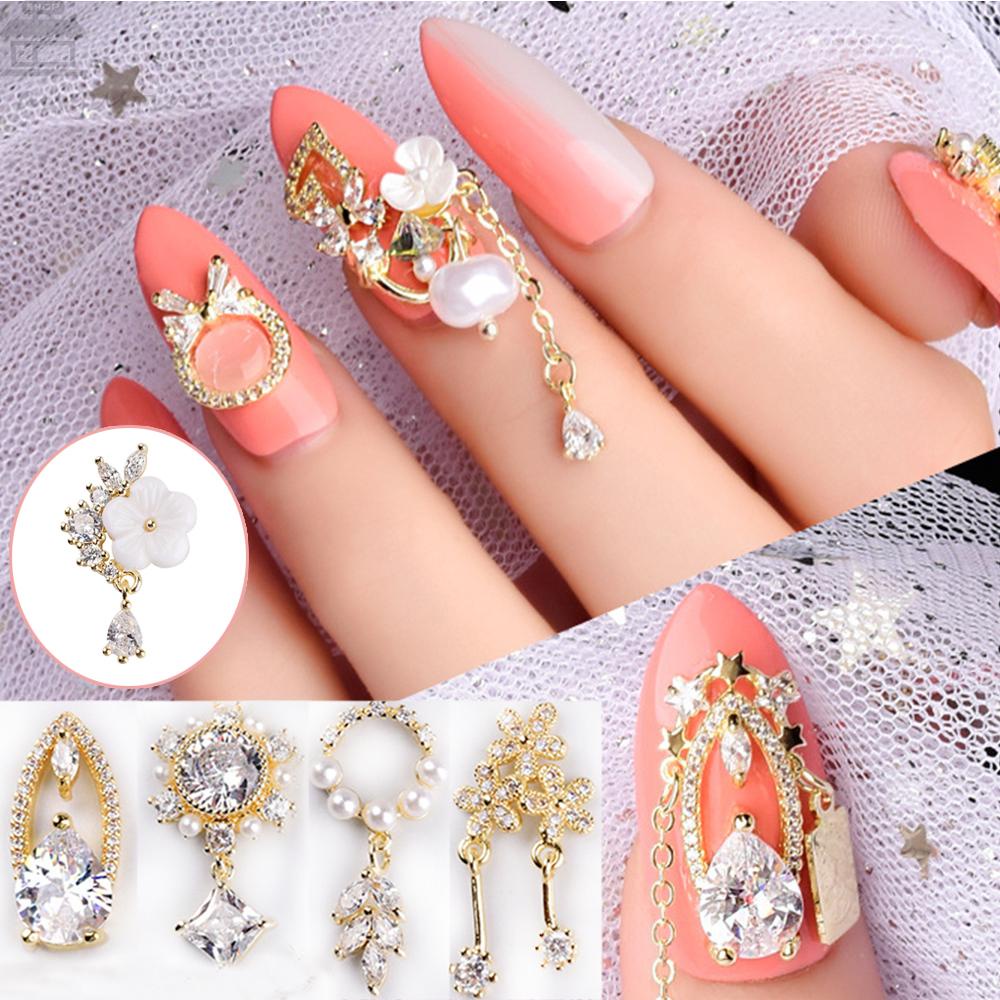 AUGUSTINA Agustina 3D Kuku Berlian Buatan Pesona Mewah Mutiara Nail Art Dekorasi Manicure Berlian Nail Art Perhiasan