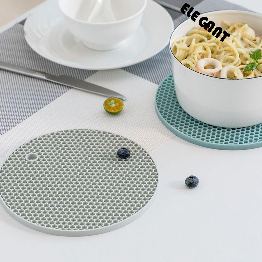 【 ELEGANT 】 Trivet Mat Isolasi Serbaguna Mudah Cuci Dan Kering Waterproof Coaster Round Mat Alas Sub-dish Matras Honeycomb