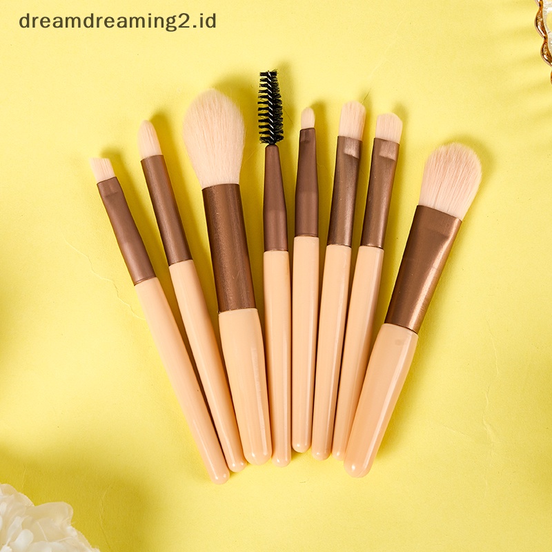 (drea) 8pcs Set Sikat Make up Mata Eyeshadow Alis Blending Brush Dengan Tas Kuas //