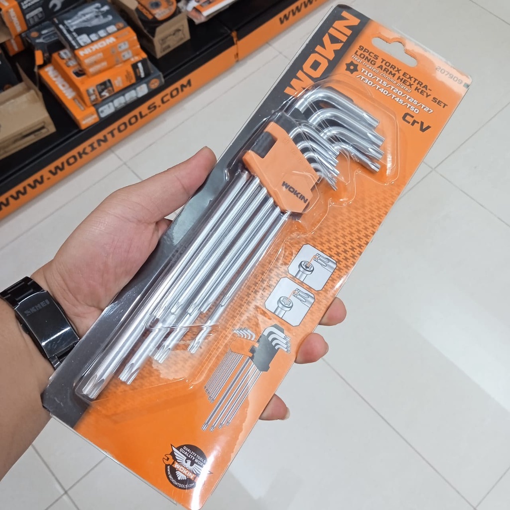 KUNCI L BINTANG LUBANG BOLONG SET 9PCS MERK WOKIN MURAH DAN KUAT