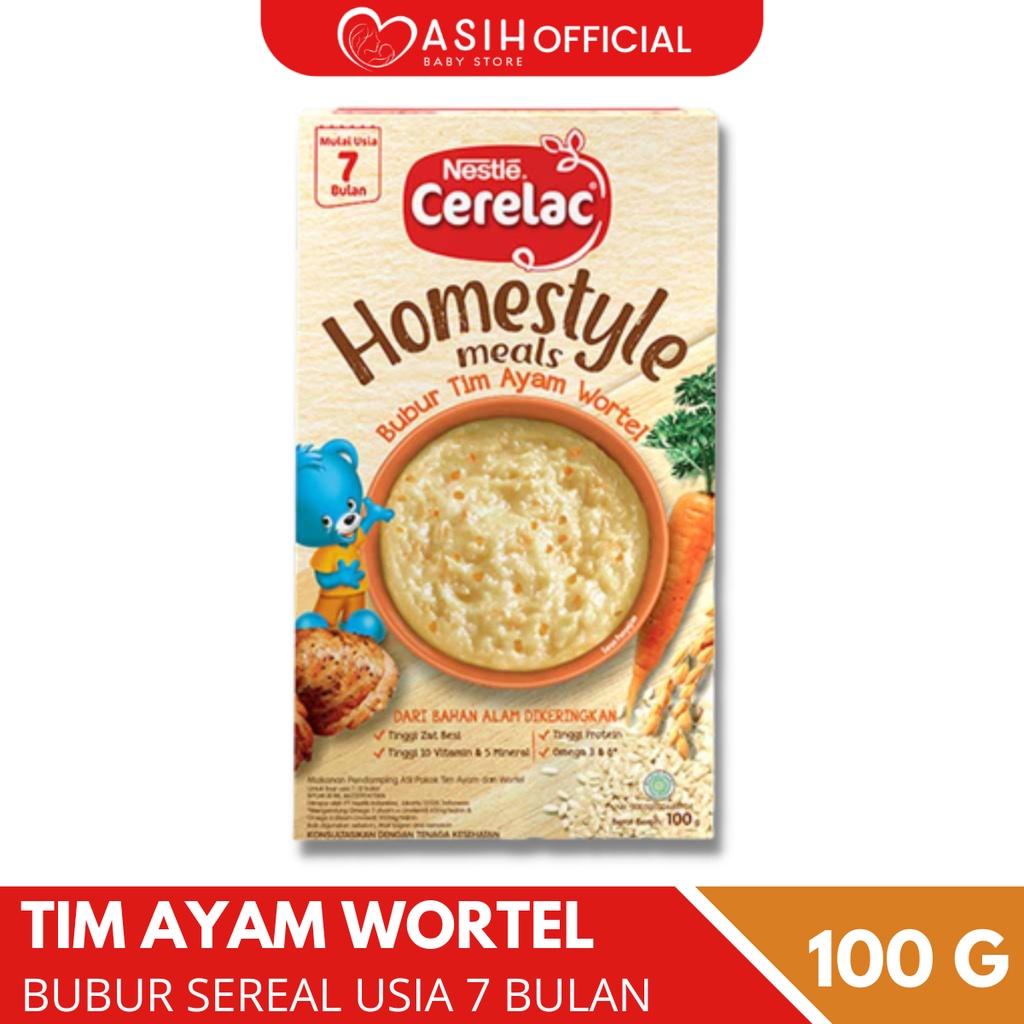 Cerelac Homestyle 7 Bulan Tim Ayam Wortel 100gr - Serelac Bubur Bayi