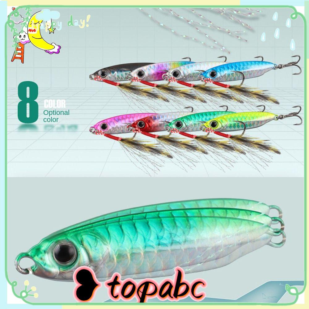 TOP 5pcs /Box Bulu Logam Umpan Pancing Ikan Kecil7 /10 /15 /20 /25/30G Bass Hook Spinning Baits Single Hook