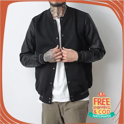 JAKET OOTD KONSER OOTD CAFE/ Jacket Varsity Baseball Vintage Polos Jaket Varcity Besball Hitam Origi