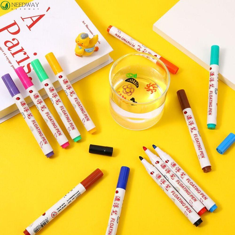 NEEDWAY Needway Kuas Lukisan Mengambang Air4 /8 /12 Warna Mengambang Pena Menarik Mainan Edukasi Warna-Warni Magical Painting Pen Toys Untuk Mainan Untuk Anak