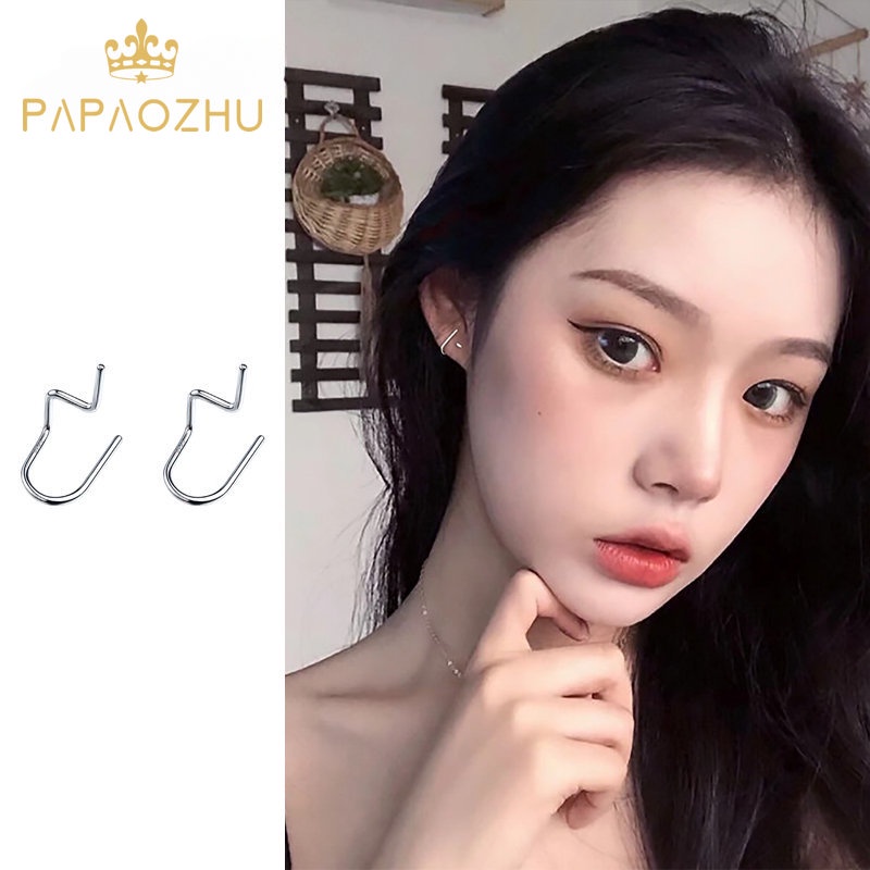 Papaozhu Chic s925 Perak Garis Geometris Memutar Stud Anting-Anting Untuk Wanita Perempuan Mengambil Gratis Pakaian Sehari-Hari Anting-Anting Hypoallergenic Telinga Perhiasan