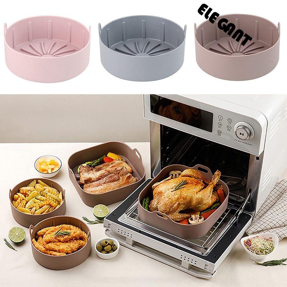 【 ELEGANT 】 Air Fryer Tray Replacemen Silikon Pizza Fried Chicken Basket Mat Liner Aksesoris Baking Alas Panci Oven