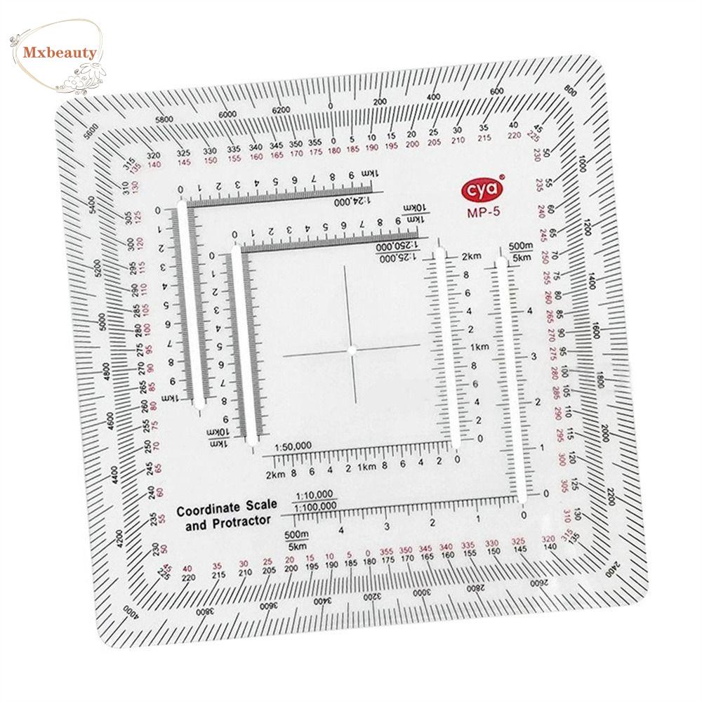 MXBEAUTY Busur Derajat Navigasi Darat Untuk Camping Topographical Square Ruler MP-5 Map Protractor