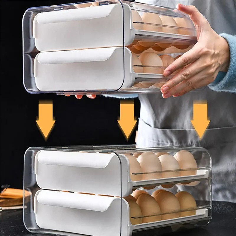 Egg Box Organizer 2 Tingkat Rak Kotak Penyimpanan Telur