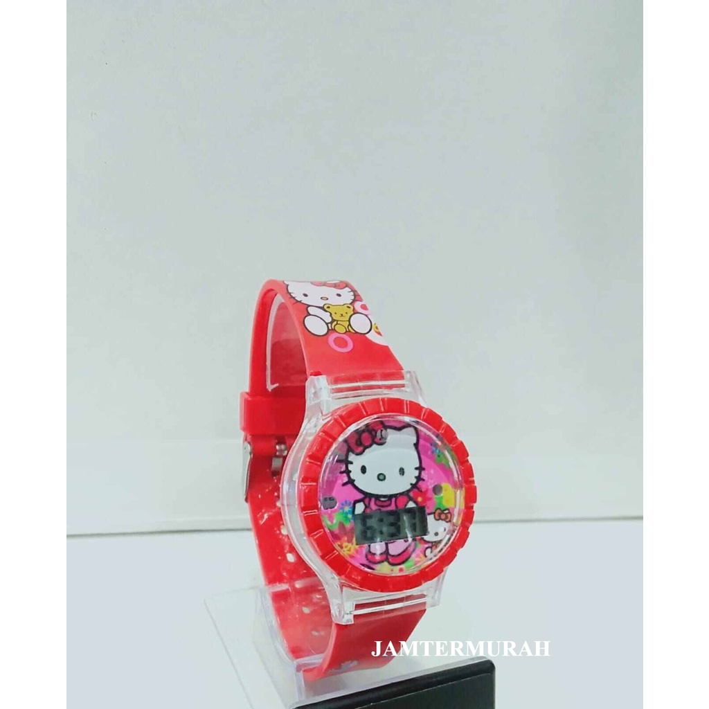 JAM TANGAN ANAK PEREMPUAN DIGITAL MUSIK LAMPU KARAKTER HELLO KITTY 845