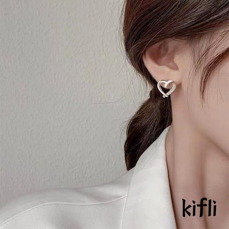 [KD]S925 Silver Stitch Anting Elegan Rasa Premium Anting Berbentuk Hati Anting Indah