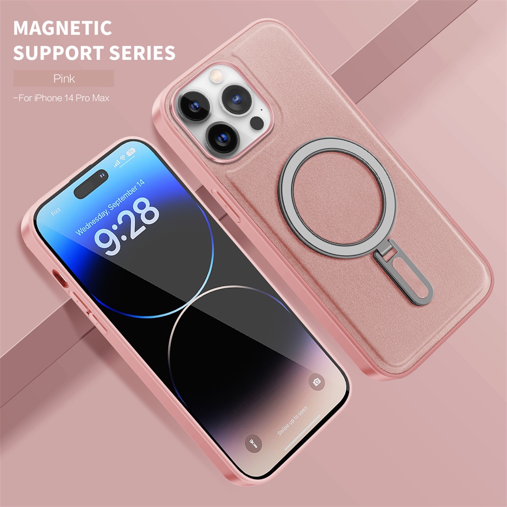 Casing Magnet Kulit Mewah iPhone 14 Pro Max case Iphone12 13 Pro Max 11 Pro Max14 Plus Dengan bracket hard case Perlindungan shock Tertutup Penuh