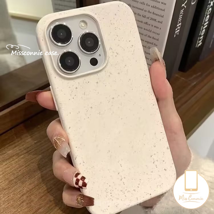 Ins Luxury Straw Texture Case Compatible For IPhone 11 13 14 12 Pro Max 7Plus XR X XS MAX 7 6 6S 8 Plus SE 2020 Simple Solid Color Degradable Soft Tpu Cover