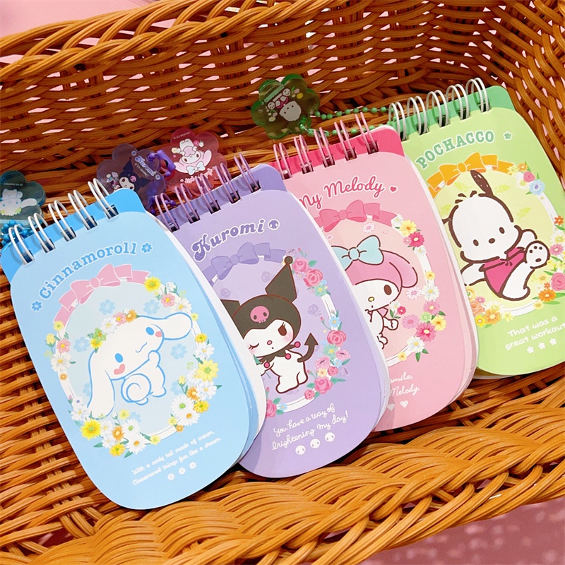 ღ Sanrio Mini Notebook Cartoon Portable Notepad Pochacco Cinnamoroll Kulomi Pocket Notebook Untuk Siswa Hadiah Alat Tulis Kantor Sekolah