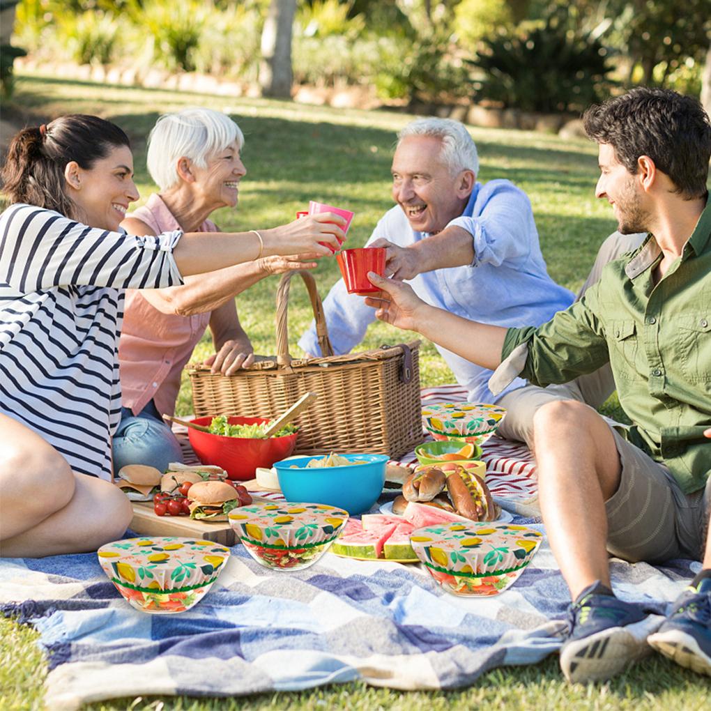 Paket 3mangkuk Penutup Penyimpanan Makanan Penutup Debu Indoor Outdoor Camping Hiking Barbecue Dapur Bisa Dicuci Segar Menjaga Tutup