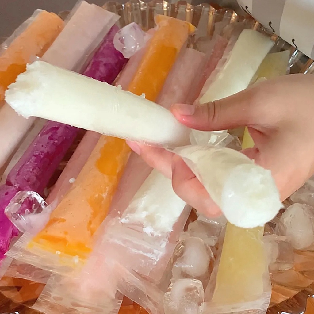 20pcs Kantong Es Loli Sekali Pakai/Tabung Freezer Dengan Segel Zip/Cetakan Pembeku Yogurt Jus/Cetakan Es BPA Free/Bungkus Es Permen/Perlengkapan Pesta Musim Panas