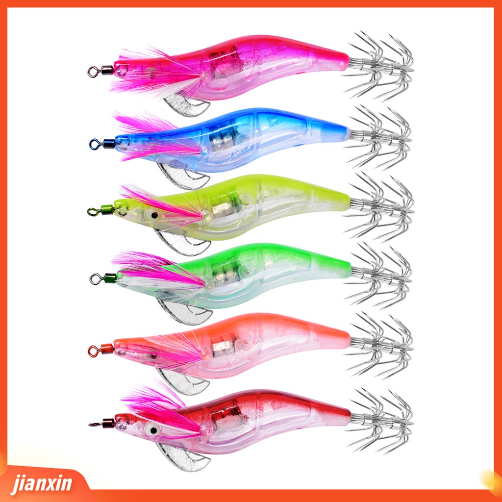 (In Stock) Umpan Pancing Desain Ekor Udang Luminous Plastic Artificial Double Hook Lure Untuk Memancing