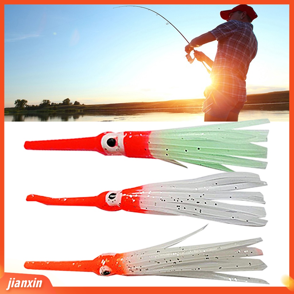 (In Stock) Simulasi Warna Cerah Mata Besar Anti Gigit Mulut Panjang 9cm Umpan Cumi Bercahaya Memancing Laut Lembut Gurita Cumi Rok Umpan Pancing Tackle