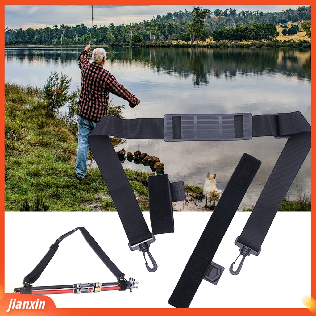 (In Stock) Gesper Tebal Ringan Fishing Rod Band Adjustable Portable Helpful Fishing Pole Shoulder Belt Untuk Penggemar Memancing