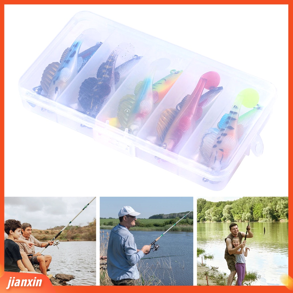 (In Stock) 10Pcs /Set Umpan Pancing Reusable 3D Penampilan Warna-Warni Lembut Melompat Ikan Umpan Kait Tunggal Swimbait Untuk Outdoor