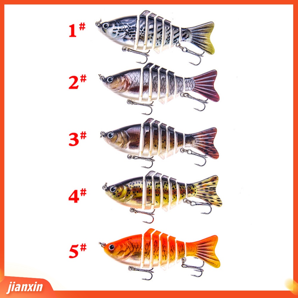 (In Stock) 10cm Stimulasi Air Laut Tawar 7-bagian 2-Hook Umpan Ikan Umpan Engkol