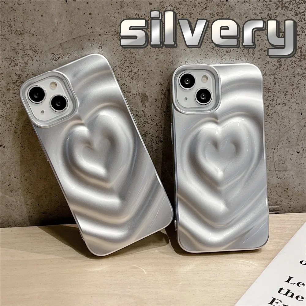 3D LOVE Textured Case For IPHONE 11 12 13 14 PRO MAX  PLUS Casing Lucu Cool Simple Hati Heart Chrome Chromic Camera Protection Full Pattern Motif Luxury Classy