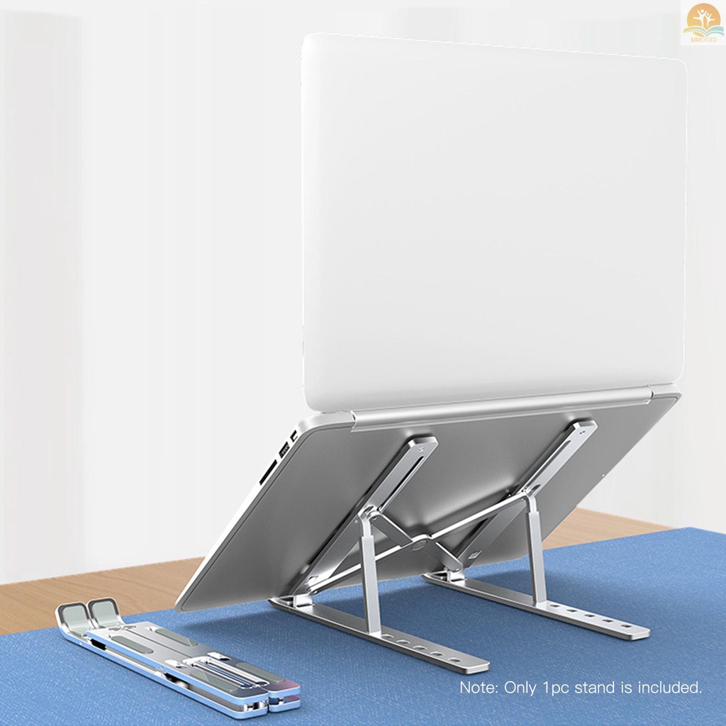 In Stock Aluminum Alloy Laptop Stand Portable Foldable  Notebook Holder Ergonomic Desktop Laptop Riser Bracket with 6 Levels Height Adjustment for Laptop  within 15.6