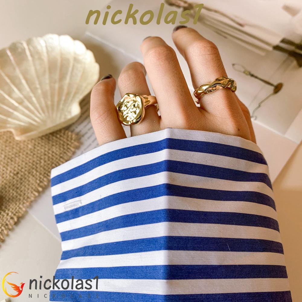 NICKOLAS1 Cincin Jari Set 5PCS /Set Geometris Wanita Keren Retro Cewek Logam