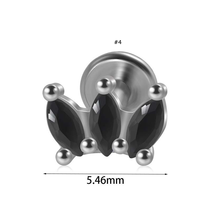 1buah Benang Internal G23 Titanium Bibir Labret Stud Kepala Datar Helix Pinna 16Gauge Piercing Hypoallergenic Mahkota Bentuk Kupu-Kupu